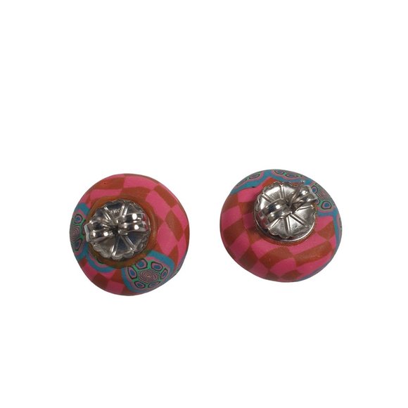 Vintage Polymer Clay Hand Made 70s Style Earrings Womens Jewelry Costume - Picture 6 of 6